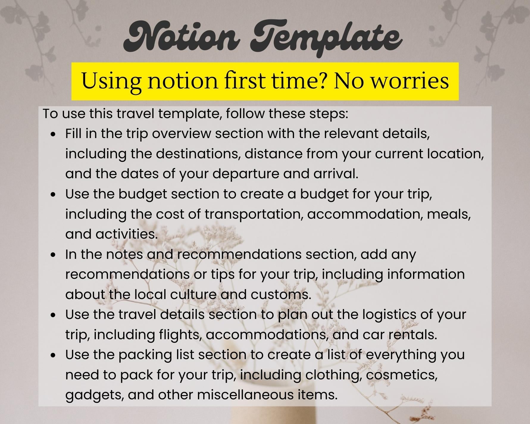 Ultimate Minimalist Travel Planner Notion Template | Vacation Journey Organizer | Itinerary & Travel Journal | Notion Templates Blinkway